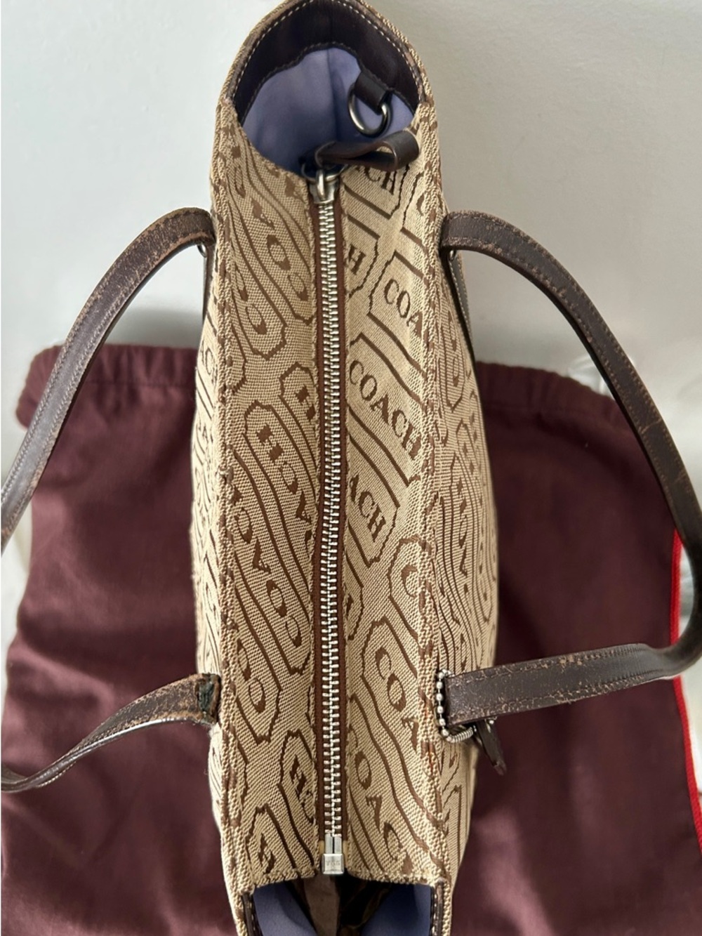 Coach Signature Stripes Lozenge Tote from 2008. With Coach Dusty and Silk scarf - Picture 7 of 9